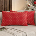 MIULEE Pack of 2 Christmas Decorative Burlap Linen Throw Pillow Covers Modern Farmhouse Pillowcase Rustic Woven Textured Cushion Cover for Sofa Couch Bed 12x20 Inch Christmas Red