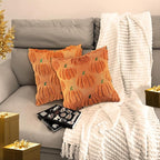 Fall Pumpkin Decorative Throw Pillow Covers 16x16 Set of 2 Pillow Covers, Faux Fur Square Pillow Cover Fluffy Plush Accent Throw Pillow Case, Throw Pillow Cover Cushion Cover for Autumn
