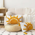 Adabana Boho Decorative Throw Pillow Covers 12x20 Tufted Yellow Sun Sunshine Pillow Cover for Bedroom Living Room Bed Sofa