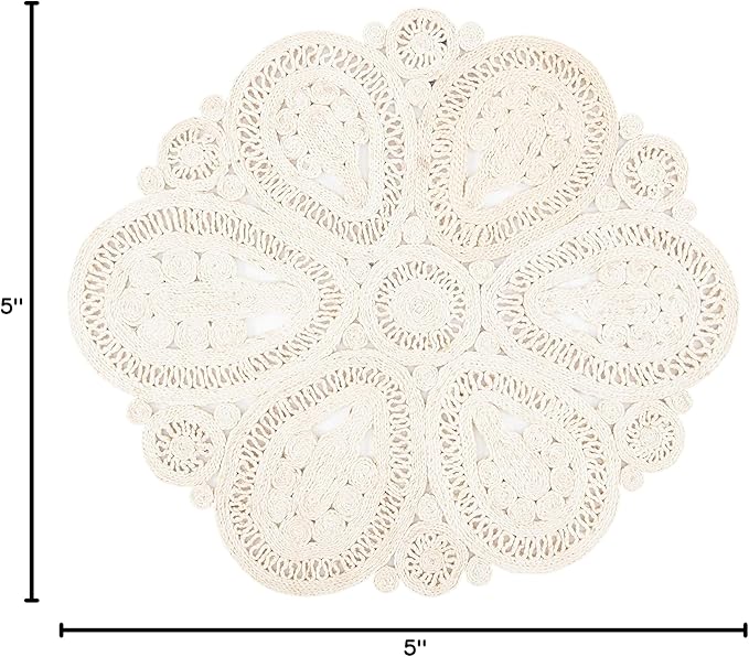 SAFAVIEH Area Rug 5' Round - Natural Fiber Collection - Ivory, Handmade Jute, Decorative Boho Floral Design (NF360B)
