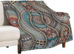 Colorful Bohemian Throw Blanket Vintage Floral Mandala Flower Aztec Boho Blanket for Sofa Bed Couch Chair Or Dorm 40"x50"