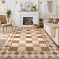 GarveeHome Washable Easy Jute Rug 9x12 Rugs for Living Room Checkered Indoor Outdoor Rug for Patio Non-Slip No Shed Jute Rugs Geometric Carpet for Farmhouse Dining Room Backyard Office, Brown