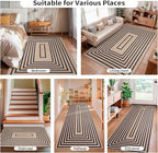 Tangsoo Easy Jute Area Rug 4x6 Washable Rug for Indoor Outdoor Patio,Non-Slip Black Geometric Indoor Outdoor Carpet,Boho Farmhouse Throw Mat for Front Porch Bedroom Living Room Foyer Balcony