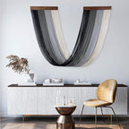 EOBTAIN Large Macrame Wall Hanging Black Grey Ombre Yarn Macrame Wall Decor Handmade Woven Tapestry Boho Wall Art for Bedroom Living Room Home Office Decorations, 15.7" W x 31.5" L