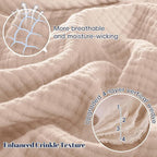PHF 100% Cotton Muslin Blanket Queen Size 90"x90", 4-Layer Lightweight Gauze Throw, Breathable Cloud-Soft Minimalist Blanket for Bed, Couch, Camping & Baby, Dusty Pink, Ideal Gift