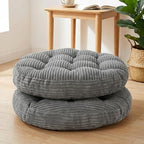 Large Floor Pillow for Adults, 22x22" Memory Foam Floor Cushion with Corduroy Cover, Round Floor Sitting Cushions for Meditation, Lounge,Seating for Yoga, Tatami Living Room (2, Round-Dark Grey)