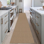 EARTHALL Woven Runner Rug 2x12 Ft Washable Runners for Hallways Extra Long Cotton Non Slip Rubber Backed Kitchen Runner Braided Indoor Floor Carpet for Entryway, Hall, Kitchen, Orange/Tan/Brown
