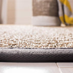 SAFAVIEH Area Rug 8' Square - Natural Fiber Collection - Natural & Dark Grey, Seagrass, Basketweave Pattern with Border (NF114Q)