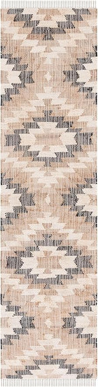 SAFAVIEH Natural Fiber Collection Runner Rug - 2'3" x 9', Natural & Black, Handmade Boho Southwestern Fringe Jute, Ideal for High Traffic Areas in Living Room, Bedroom (NFB401A)
