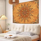Accnicc Boho Floral Mandala Tapestry for Bedroom Bohemian Flower Wall Tapestry Aesthetic Small Vintage Orange Hippie Indian Tapestries Wall Hanging for Living Room Dorm Decor 48 x 36 Inch