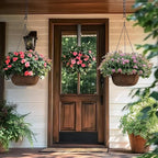 T4U Hanging Planters for Outdoor Plants, 3 Pack 10 Inch Hanging Baskets for Plants Outdoor with Rustproof Chain, Fabric Hanging Pots for Plants, Hanging Planter for Balcony Porch Deco, Brown