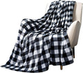 MACEVIA Flannel Fleece Throw Blanket for Couch, Buffalo Plaid Blanket Black and White, Lightweight Cozy Soft Blanket for Bed Sofa 260GSM, Suitable for All Seasons (White Black Checkered,60x50inches)
