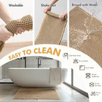 MIULEE Set of 2 Waffle Bathroom Runner Rugs, Boho Bath Rugs Non Slip Washable, Super Absorbent Runner Bath Mats, Rubber Backed Shower Mats for Hallway Bedroom Laundry Room, Brown, 2'x6'(24x72 Inch)