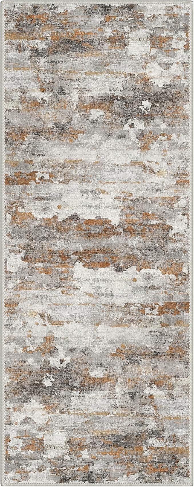 GENIMO Washable Rugs 2x5 Runner Rugs for Hallway Kitchen, Modern Lightweight Rug Ultra Soft Indoor Runner Rugs for Entryway, Low Pile Carpet with Non Slip Backing, Grey Brown Beige