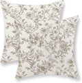 Tan Khaki Pillow Covers 18x18 Set of 2 Vintage Floral Chinoiserie Throw Pillows Rustic Toile Flower Decorative Pillowcase Outdoor Chinoiserie Decor Farmhouse Linen Cushion Case for Couch Sofa
