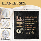 Black Inspirational Blanket, She is Confident Motivational Black Women Throw Blankets Gifts for Bed Couch Girly Room Bedroom Dorm Home Decor, Inspirational Gifts for Women, 50x60 Inches