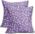 Purple Pillow Covers 24x24 Set of 2 Vintage Floral Rustic Old Style Cute Flower Print Decorative Outdoor Pillowcases Seasonal Farmhouse Throw Cushion Case Decor for Couch Sofa Bed
