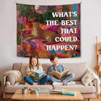 Vintage Wall Tapestry-What’s the Best That Could HappenPreppy Leopard Tapestry, Soft Flannel Wall Hanging Decor for Teen Girls Room,Inspirational Banner for Bedroom Dorm Decoration 59x51Inch(Colorful-Leopard)
