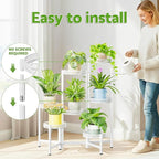7 Tier Plant Stand Indoor Outdoor, Corner Tiered Plant Stands, Planter Display Rack for Multiple Plants, Wrought Iron Flower Stand, Folding Tall Plant Rack Shelf for House Patio Garden - WhiteWave