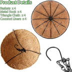Hanging Baskets Planter for Plants - 4 Pack 10 Inch Metal Baskets with Coco Coir Liner, Hanging Flower Pots for Outside with Chain, Indoor Outdoor Garden Porch Decoration (10'' Pack of 4)