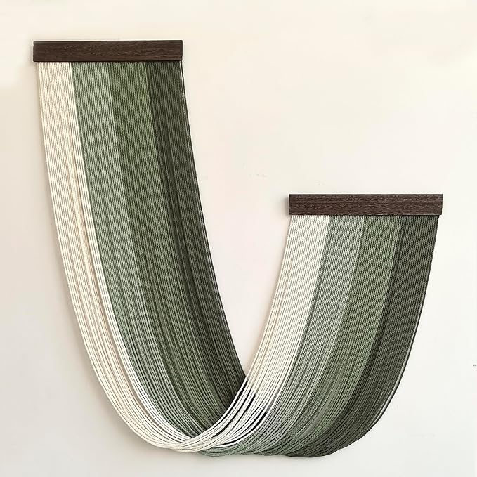 Achart Large Macrame Wall Hanging Dip Dyed Yarn Tapestry Ombre Yarn Gradient Color Macrame Wall Decor Macrame Tapestry Boho Decor for Bedroom Living Room Headboard Above Bed (Green)