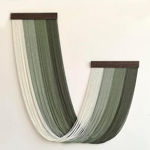 Achart Large Macrame Wall Hanging Dip Dyed Yarn Tapestry Ombre Yarn Gradient Color Macrame Wall Decor Macrame Tapestry Boho Decor for Bedroom Living Room Headboard Above Bed (Green)