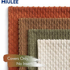 MIULEE Camel Green Decorative Throw Pillow Covers for Couch Living Room 18x18 Inch Soft Pillow Cases Set of 4 Boho Striped Corduroy Farmhouse Cushion Covers Home Decor for Sofa Bed