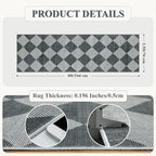 Beeiva Checkered Print Hallway Runner Rug 2.5x8, Ultra Thin Kitchen Runner Rugs Non Skid Washable 8ft, Moroccan Plaid Design Floor Carpet for Entryway Bedroom Bedroom, Gingham Geometric Home Decor