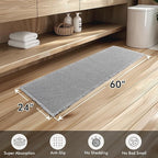 MIULEE Set of 2 Waffle Bathroom Runner Rugs, Boho Bath Rugs Non Slip Washable, Super Absorbent Runner Bath Mats, Rubber Backed, Ideal for Hallway Laundry Room, Light Grey, 2'x5'(24x60 Inch)
