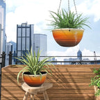 2 Pack Hanging Planters for Indoor Outdoor Plants, 10 Inch Hanging Planter with Drainage Hole & Plug Glazed Hanging Baskets Flower Pots for Garden Home, Orange
