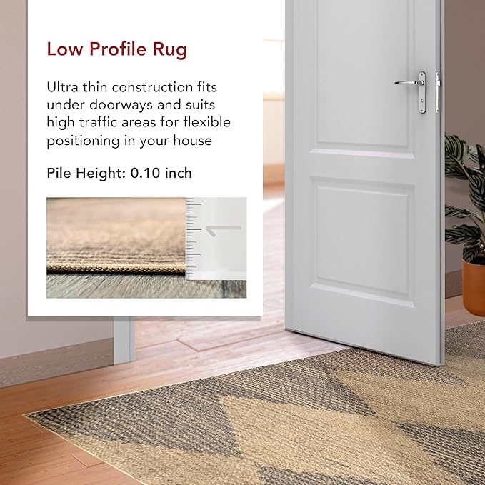 Nuloom Dori Natural/Grey, 5' x 8', Geometric, Recycled Polyester, Soft and Textured, High Traffic, Stain Resistant, Easy Clean, Durable Washable Runner for Bedroom, Living Room, Dining, Den, Foyer