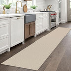 EARTHALL Woven Runner Rug 2x10 Ft Washable Runners for Hallways Long Cotton Non Slip Rubber Backed Kitchen Runner Braided Indoor Floor Carpet for Entryway, Hallway, Kitchen, Beige/Khaki