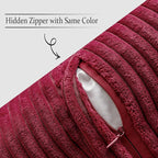 MIULEE Decorative Throw Pillow Covers for Couch Bed Livingroom 18x18 Inch Set of 2 Burgundy Boho Accent Throw Pllows Broadside Striped Patchwork Soft Corduroy Pillowcases