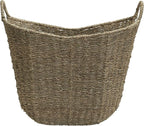 Household Essentials Brown Wicker Storage Basket with Handles Large | Natural Seagrass