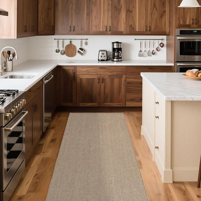 Easy Jute Rug 2.5x8: Indoor Outdoor Natural Boho Area Rugs for Hallway Patio Non Slip - Farmhouse Neutral Contemporary Carpet Mat for Entryway Kitchen Laundry Room Bedroom Washable