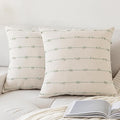 Boho Throw Pillow Covers 16x16 Set of 2 Modern Farmhouse Decorative Cushion Case Tufted Square Pillows Cover Neutral Pillow Cases Accent Pillowcase for Sofa,Couch,Bed,Beige and Green