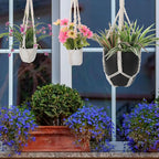 JIEYAO 2 Pack Handmade Macrame Plant Hangers, 19.6 Inch Cotton Hanging Planters Baskets Plant Holder Boho White Rope Flower Pot Holders for Outdoor Indoor Decor