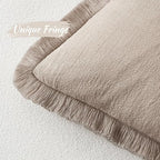 MIULEE Decorative Throw Pillow Covers Neutral Linen Fringe Throw Pillows Set of 2 Natural Linen Boho Farmhouse Cushion Covers with Tassels for Couch Sofa Bed Spring Home Decor 24x24 Inch