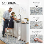 GENIMO Kitchen Mats for Floor 2PCs, Washable Anti Fatigue Mat for Cushioned, 23.6"x71"+20" x 32", Waterproof Kitchen Rugs, Non Slip Comfort Standing Mat Rug for Home, Sink, Laundry, Light Blue