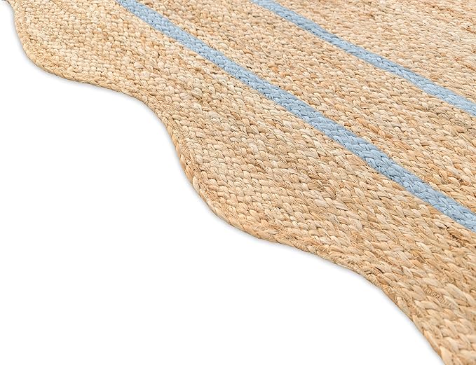 Wave Scalloped Natural Jute Runner, Gray (2'6"x18'): Boho Farmhouse Entryway Scallop Rug