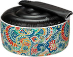 Magpie Fabrics Inflatable Stool Ottoman Pouf D20 xH9, Outdoor Round Footrest Footstool with Foot Pump, Portable for Patio Garden Travel Camping - Paisley Multi