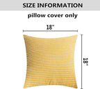 Home Brilliant Yellow Pillow Covers Spring Decorative Set of 2 Striped Corduroy Plush Velvet Throw Pillow Covers for Couch Decor, 18x18 inch, Light Yellow