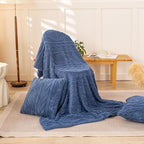 YUSOKI Sherpa Large Throw Blanket Single Layer,Light Weight(1.7lb),370GMS-3D Stylish Design for Gift Home Decor (Washed Blue,50"x65")