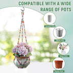 2 Pack Macrame Plant Hanger, Handmade Glass Bead Plant Hanger Colorful Decorative Bohemian Hanging Planter Holder for Indoor and Outdoor Home Garden Decor. Does Not Include Flower Pot.(17''/21'')