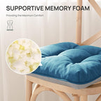 Love's cabin Memory Foam Chair Cushions Set of 4, 19"x19"x3.5" Indoor & Outdoor Seat Pads for Dining, Kitchen, Office, Patio Chairs - Blue