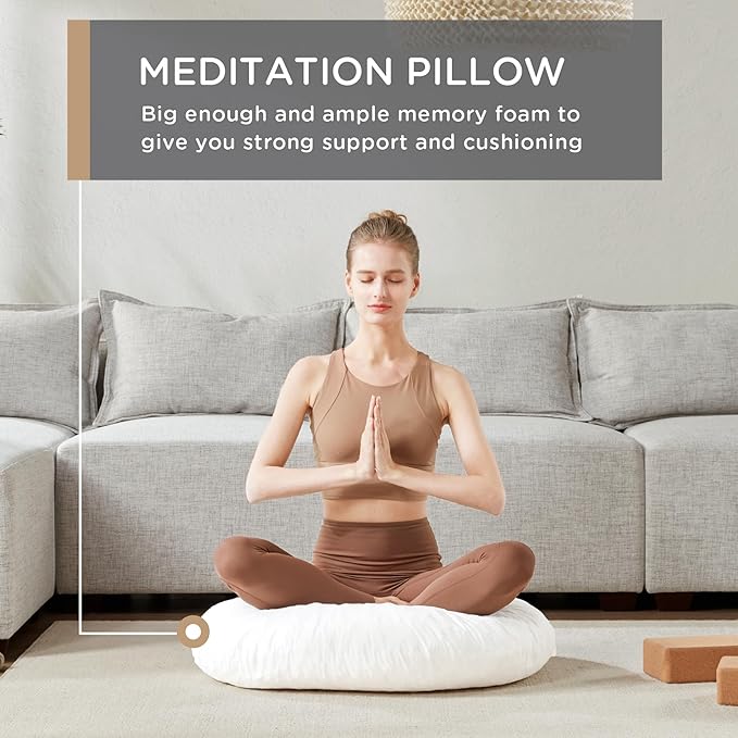 Codi Round Floor Pillow Insert 2 Sets, Large Thick Meditation Cushion, Circular Seating Cushions and Pouf Inserts, 32 Inch, Memory Foam Added, Advanced