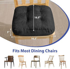 Chair Cushions, Foam Dining Chair Cushions, Tufted Indoor Chair Pads, 16.5” x 16.5” x 3.5”, Set of 2, Black