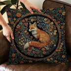YOU FOUND ME William Morris Abstract Vintage Floral Velvet Fox Design Throw Pillow Covers Home Decor, Retro Art Decor Pillowcase Cushion Cover for Bed Sofa Living Room, Square 18x18inch (Fox)