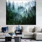 Atrippy Misty Forest Tapestry for Bedroom, Nature Mist Foggy Landscape Wall Tapestry Hanging, Green Trees Wall Art Vintage Retro Room Decor for Living Room College Dorm 51x60 Inches
