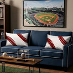 2 Pcs Baseball Velvet Pillow Covers 12 x 20 Inch 3D Tufted Embroidery Sports Theme White and Red Baseball Decorative Throw Cushion Case for Bedroom Sofa Living Room Couch Chair Home Decor